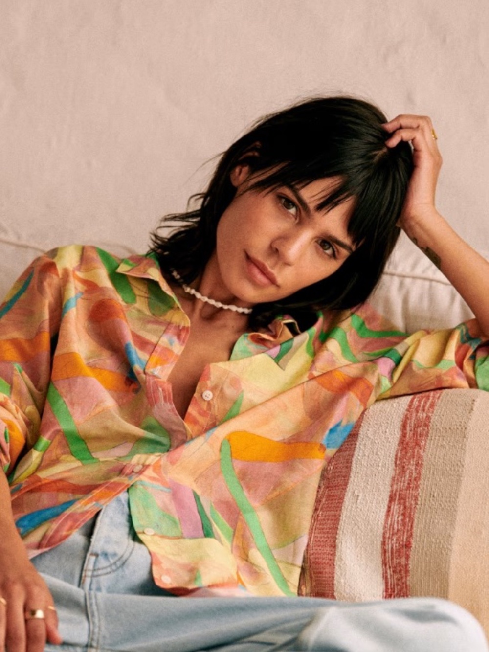 Sezane X Geoffroy Pithon Pierro Shirt in Multicolor Movement Size FR 34 US 2